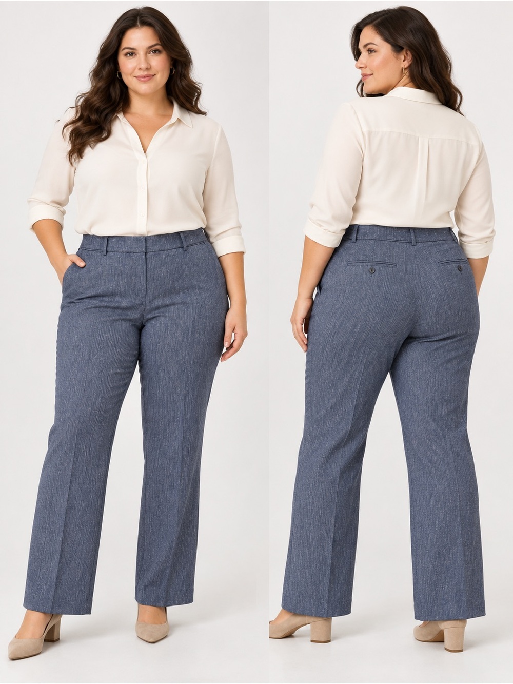LOFT Plus Marisa Trouser Pants Women’s Size 16 Blue Linen Blend NWT